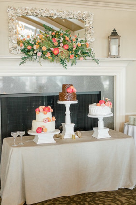 Wedding Cakes for Coral and White June Wedding Color Palettes 2023