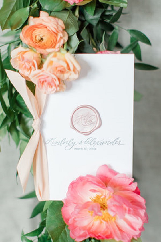 Wedding Invitations for Coral and White June Wedding Color Palettes 2023