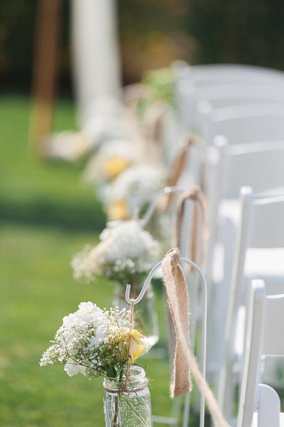 Outdoor Wedding Decorations for  Yellow, White and Greenery June Wedding Color Palettes 2023
