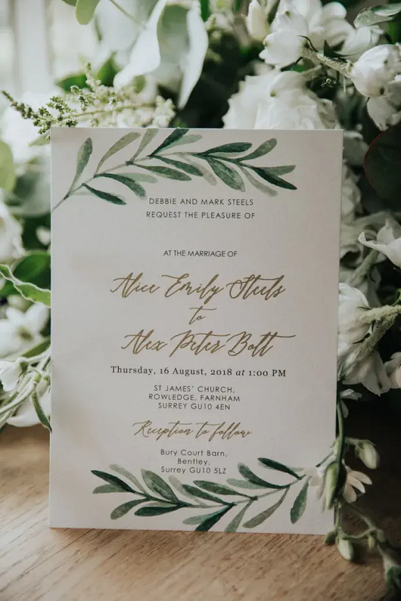 Wedding Invitations for Sage Green and White June Wedding Color Palettes 2023