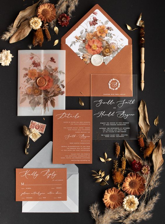 terro cotta wedding invites for november wedding colors 2023 rust and terro cotta