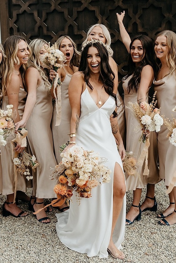 champagne bridesmaid dresses white bridal gown for november wedding colors 2023 champagne navy and brown