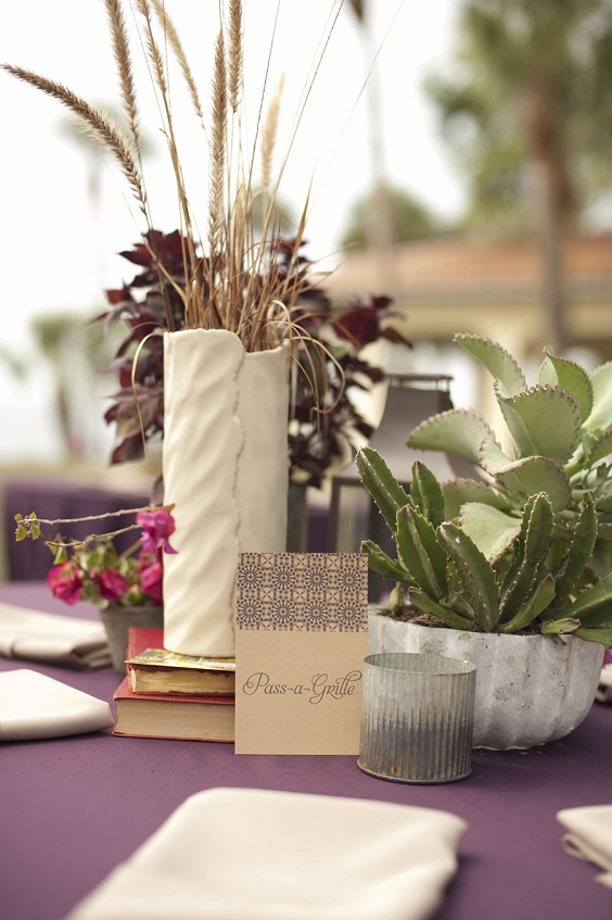 beige table card for november wedding colors 2023 plum and beige