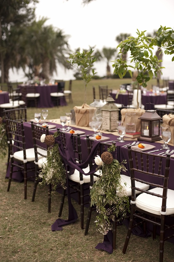 plum wedding tablecloth beige flowerpots decoration for november wedding colors 2023 plum and beige