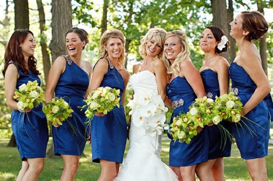 Royal Blue and Green Wedding Color Palettes 2023, Royal Blue Bridesmaid Dresses, Green Bouquets
