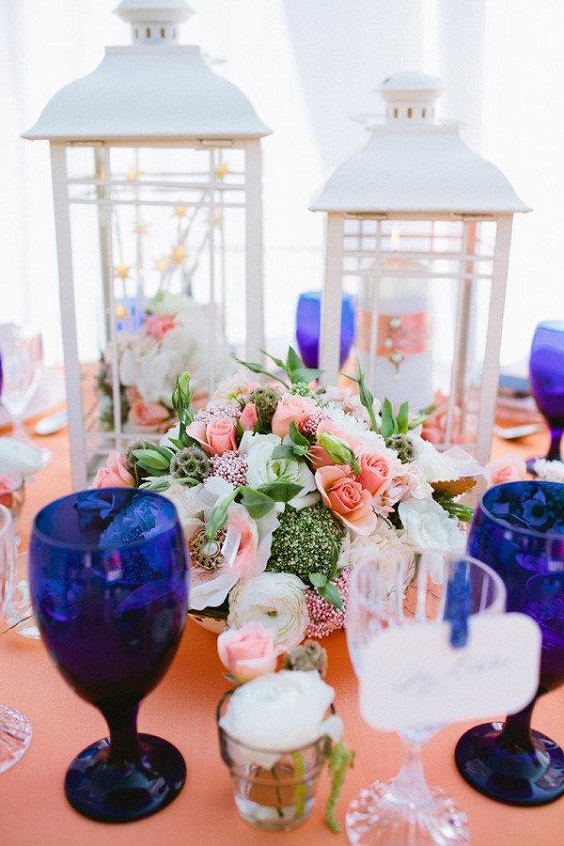 Wedding Table Decorations Royal Blue Jars for Royal Blue and Peach Wedding Color Palettes 2023