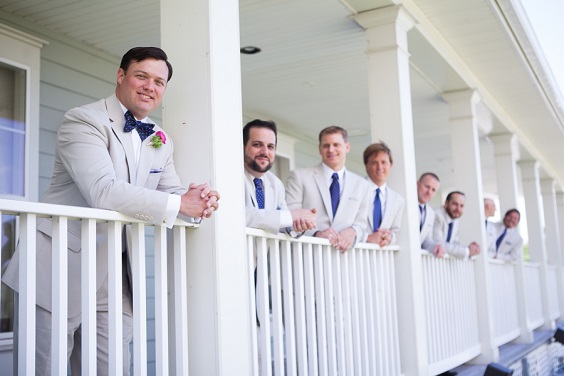 Cloud White Groom Groomsmen for Royal Blue and Fuchsia Wedding Color Palettes 2023