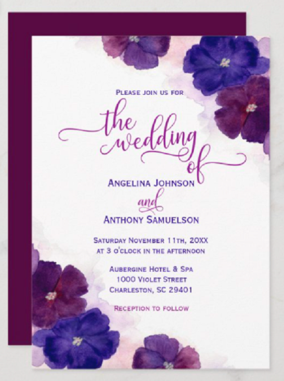 Wedding Invitations for Royal Blue and Purple Wedding Color Palettes 2023