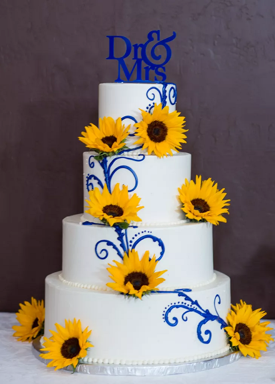 Wedding Cakes for Royal Blue and Yellow Wedding Color Palettes 2023