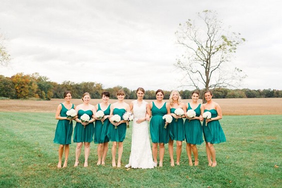 peacock green bridesmaid dresses white bridal gown for green wedding theme 2023 peacock green colors