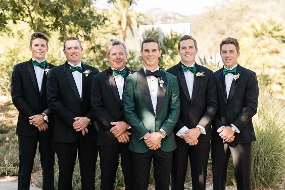 black groomsmen suits dark green ties for green wedding theme 2023 dark green colors
