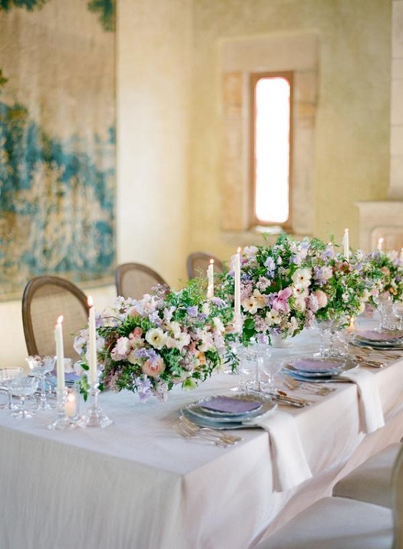 Lavender and Blush Table Centerpieces for Lavender and Blush March Wedding Color Combinations 2023