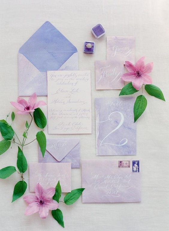 Wedding Invitations for Lavender and Blush March Wedding Color Combinations 2023