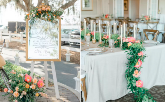 Coral Centerpieces for Peach and Coral March Wedding Color Combinations 2023