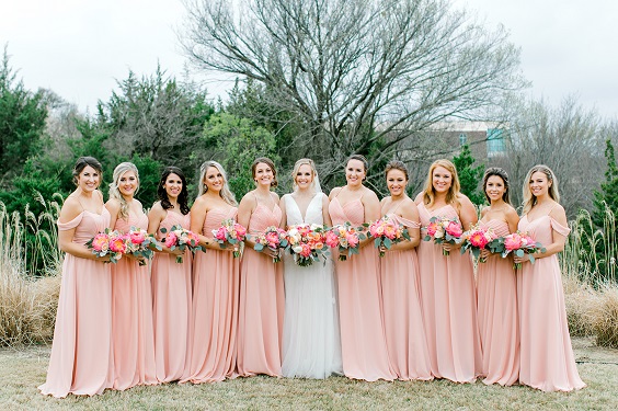 Peach Bridesmaid Dresses for Peach and Coral March Wedding Color Combinations 2023