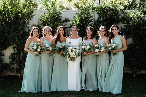 Sage Green, White and Greenery March Wedding Color Combinations 2023, Sage Green Bridesmaid Dresses, White and Greenery Bouquets