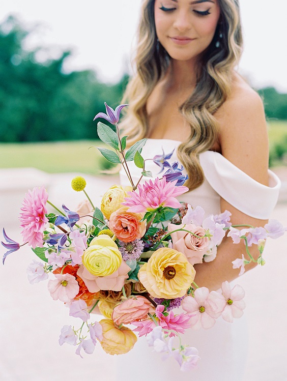 Wedding Bouquets for Sky Blue, Yellow and Pink March Wedding Color Combinations 2023