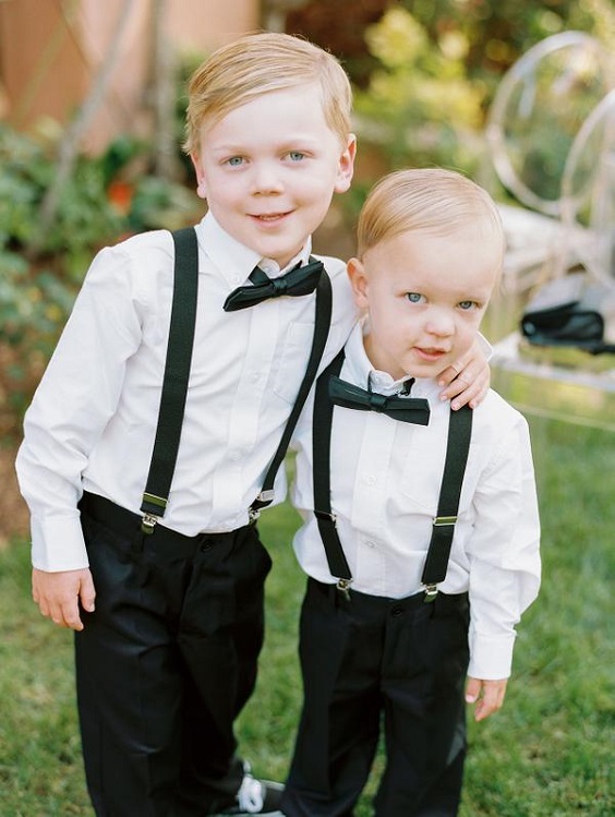 Ring Bearer Attire for Black, White and Burgundy Wedding Color Combos 2023
