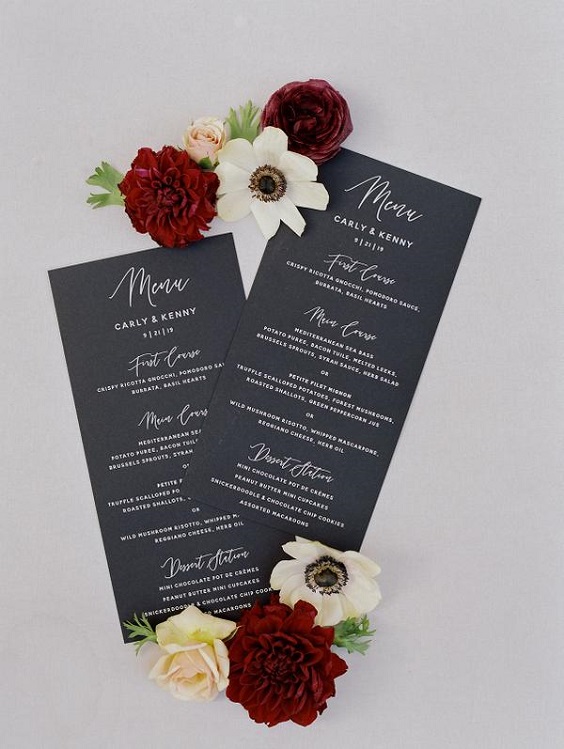 Wedding Cards for Black, White and Burgundy Wedding Color Combos 2023