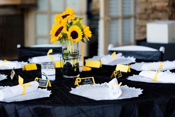 Wedding Party Decorations for Black, White and Yellow Wedding Color Combos 2023