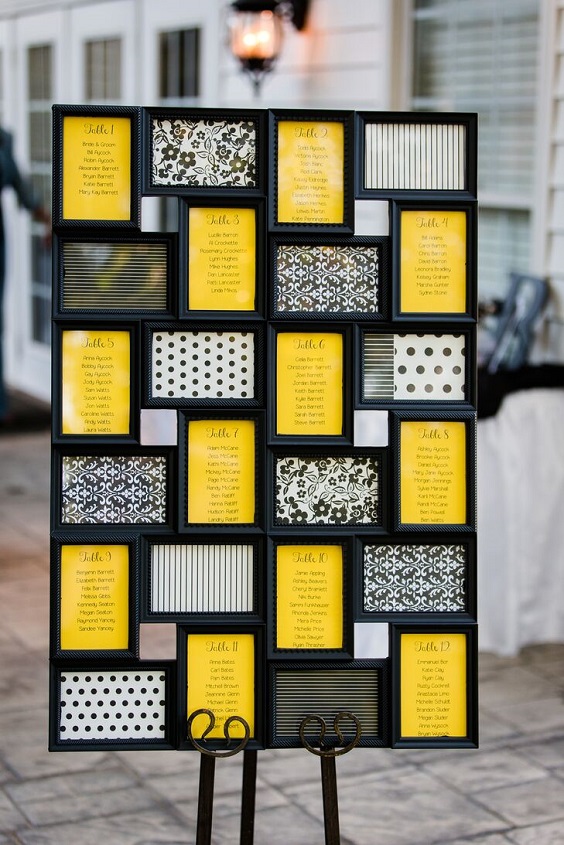 Wedding Table Charts for Black, White and Yellow Wedding Color Combos 2023