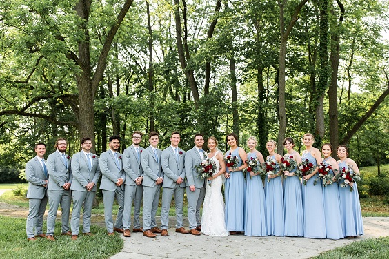 Wedding Party Wearing for Burgundy and Dusty Blue Wedding Color Combos 2023
