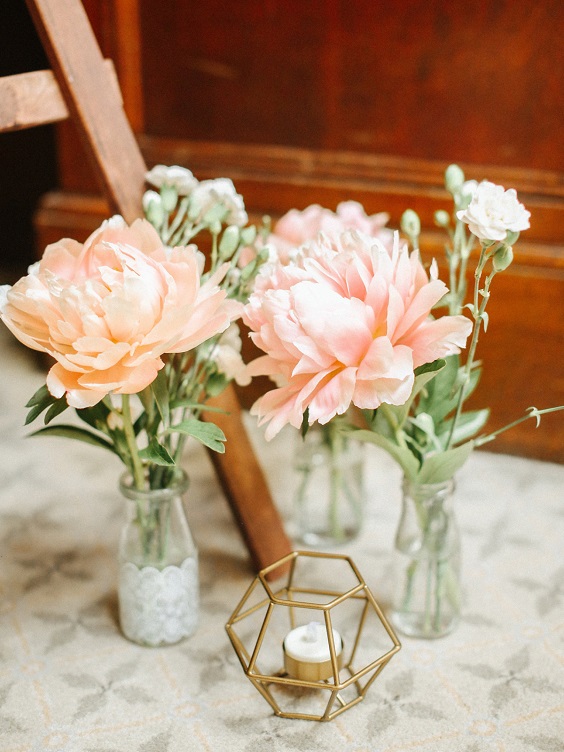 peach wedding table flower decoration for april wedding color schemes for 2023 champagne and peach