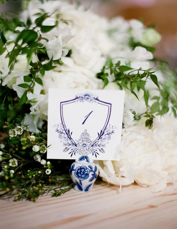 royal blue wedding table number card for april wedding color schemes for 2023 shades of blue