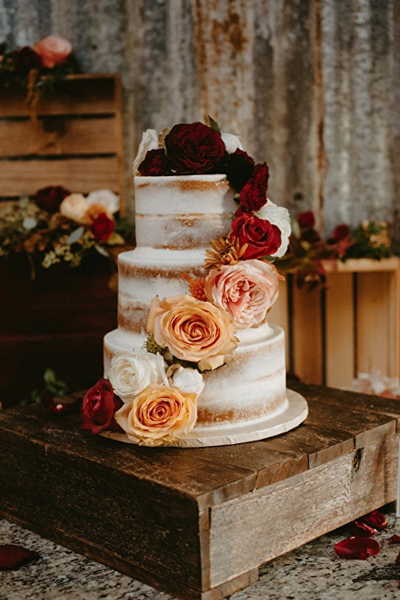 Wedding Cakes for Burgundy and Yellow February Wedding Color Palettes 2023