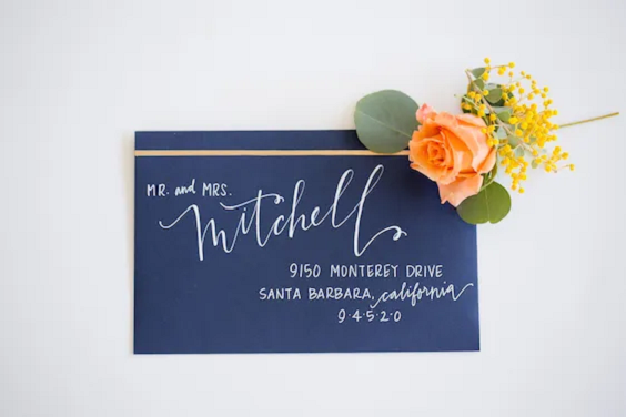 Wedding Cards for Navy Blue and Orange February Wedding Color Palettes 2023