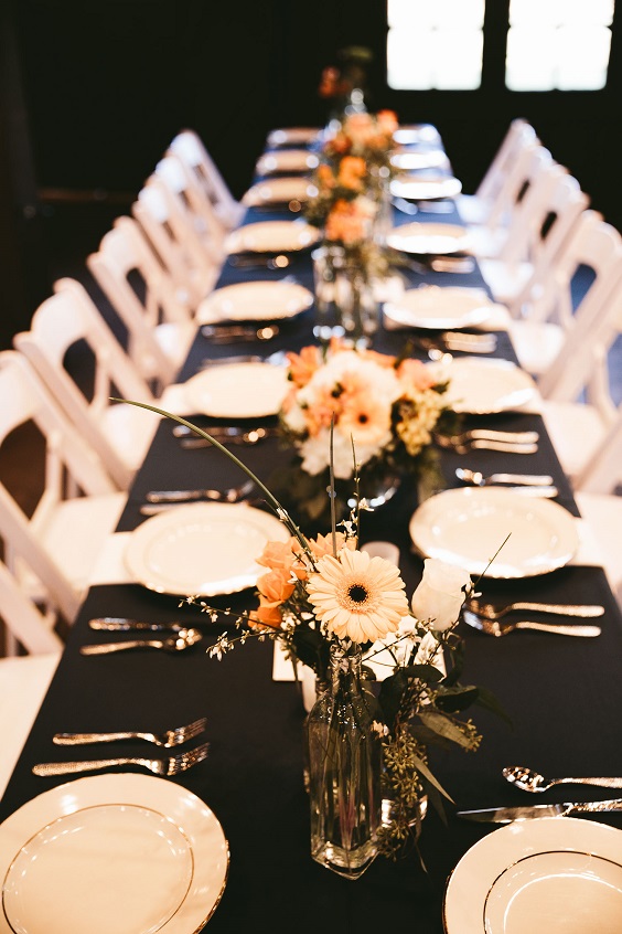 Wedding Table Decorations for Navy Blue and Orange February Wedding Color Palettes 2023