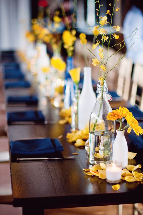 navy wedding napkins yellow flowers centerpieces for yellow weddding themes for 2023 yellow and navy