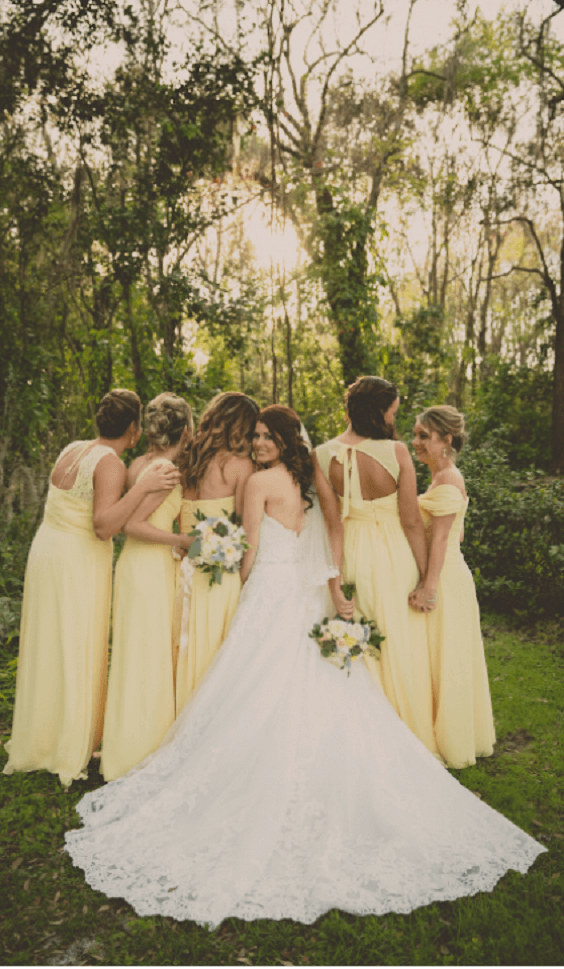 yellow bridesmaid dresses white bridal gown for yellow weddding themes for 2023 yellow and gray
