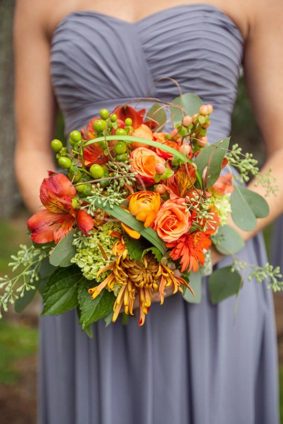 Wedding Bouquets for Orange and Grey Wedding Color Palettes 2023