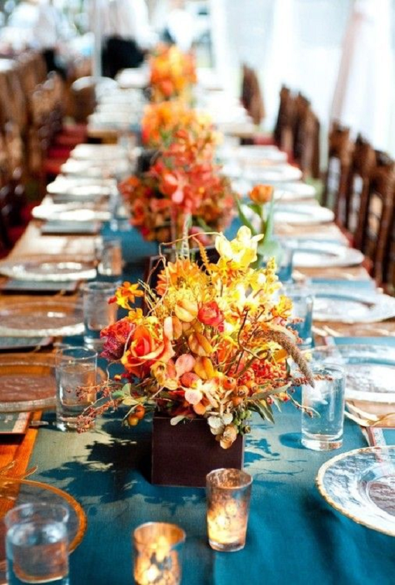 Wedding Table Decorations for Orange and Teal Wedding Color Palettes 2023