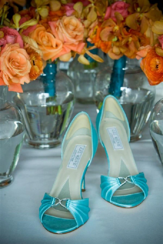 Bridal Shoes for Orange and Turquoise Wedding Color Palettes 2023