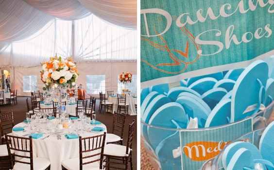 Wedding table decorations for Orange and Turquoise Wedding Color Palettes 2023