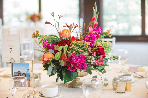 Wedding Table Decorations for Dusty Blue and Fuchsia July Wedding Color Combinations 2023