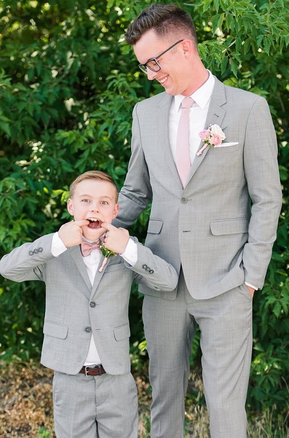 Ring Bearer Attire Groom Attire for Dusty Rose and Grey July Wedding Color Combinations 2023