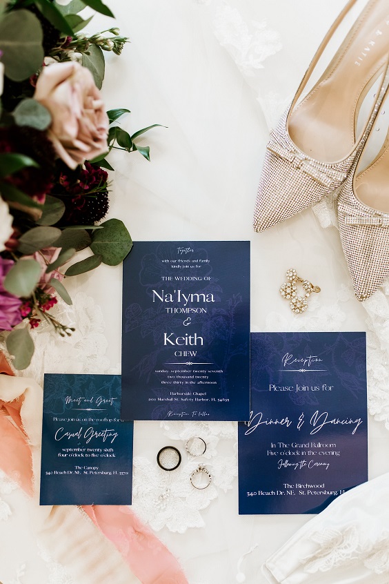 navy blue wedding invitation for navy blue wedding themes for 2023 navy blue and champagne