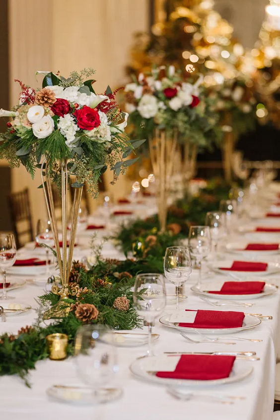 Wedding Table Decorations for Burgundy, Red and White December Wedding Color Combos 2023