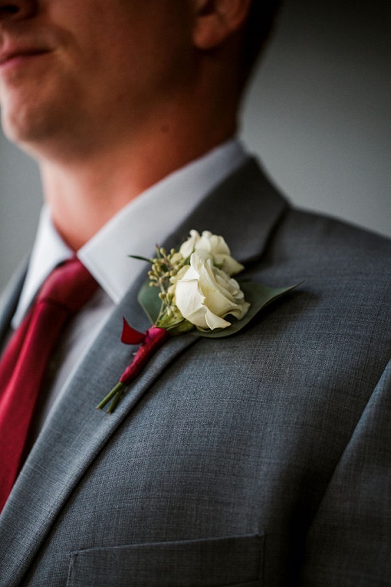 Grey Groom Attire Burgundy Ties for Illusion Blue, Burgundy and Grey December Wedding Color Combos 2023
