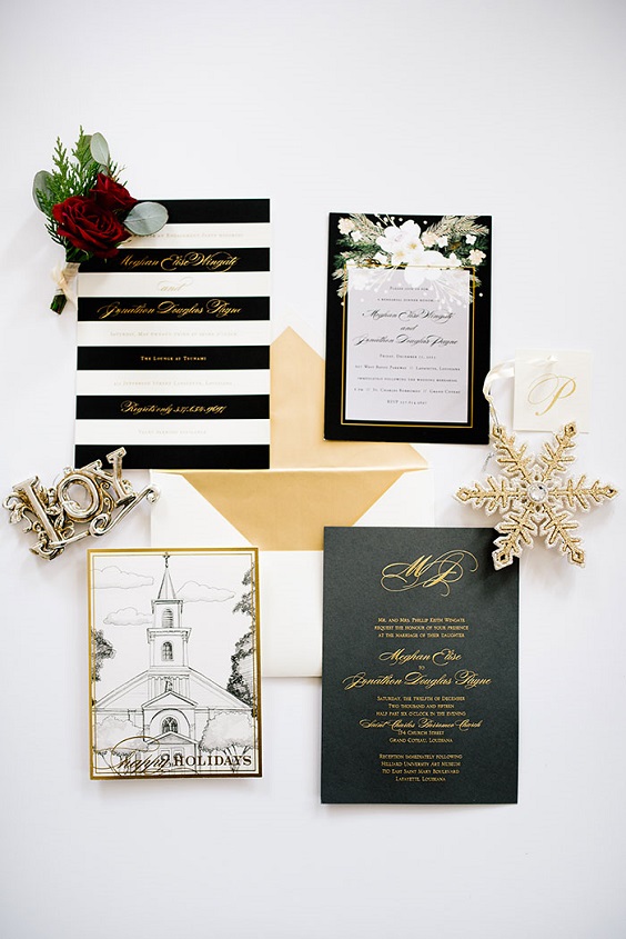 Wedding Invitations for Red, Black and White December Wedding Color Combos 2023