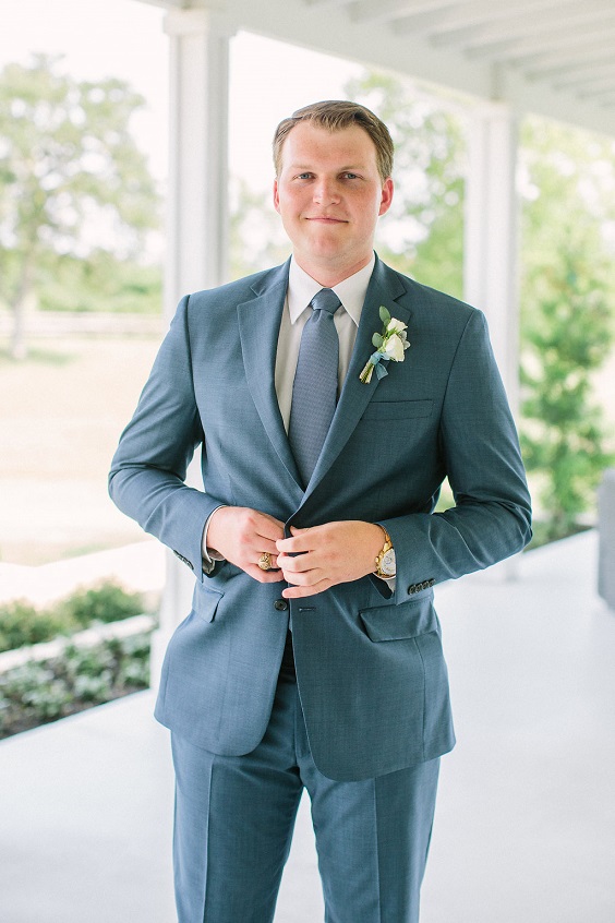 dusty blue bridegroom suit and tie for dusty blue wedding themes for 2023 dusty blue and gold