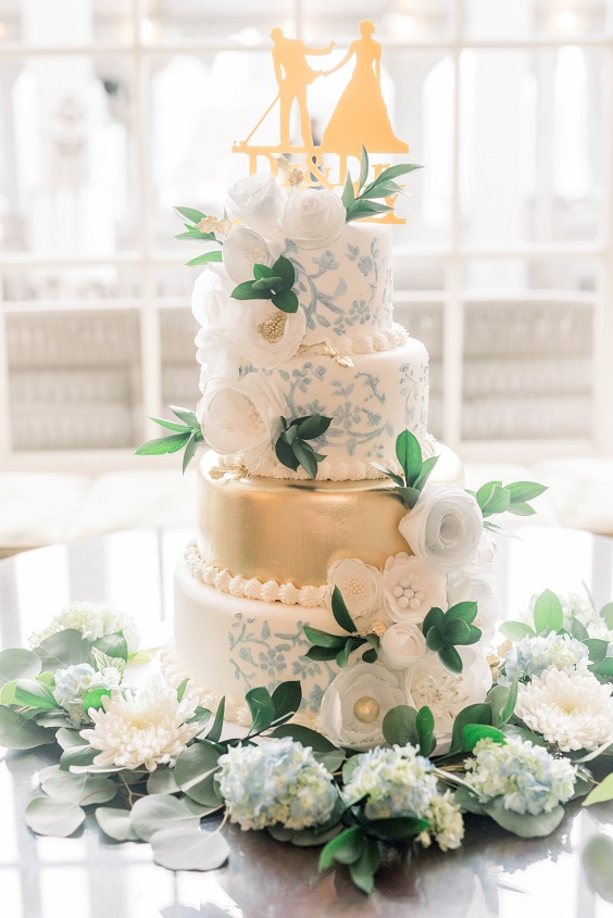 White and Gold Wedding Cakes for Dusty Blue, White and Gold Wedding Color Palettes 2023