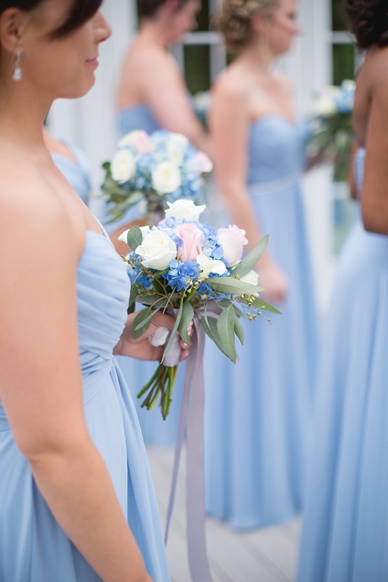 Light Blue Bridesmaid Dresses for Light Blue, Gold and Blush Wedding Color Palettes 2023