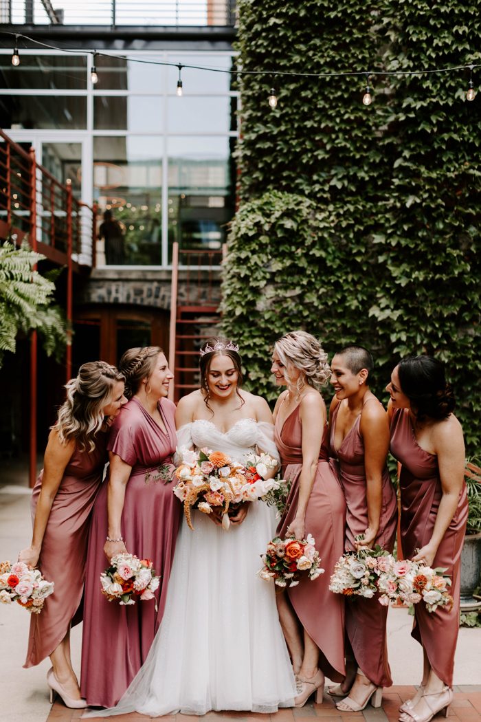 Dusty Rose, Blue and Orange Fall Wedding Color Palettes 2024, Dusty Rose Bridesmaid Dresses, Blue Groom Attire