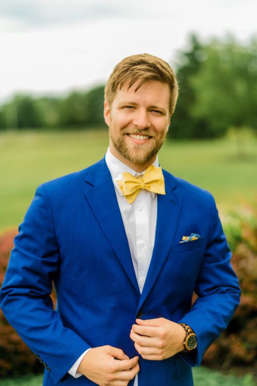 Navy Blue Groom Attire Yellow Tie for Navy Blue and Yellow Fall Wedding Color Palettes 2024