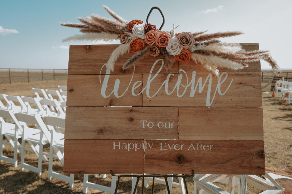 Wedding Welcome Sign for Rust, White and Light Grey Fall Wedding Color Palettes 2024