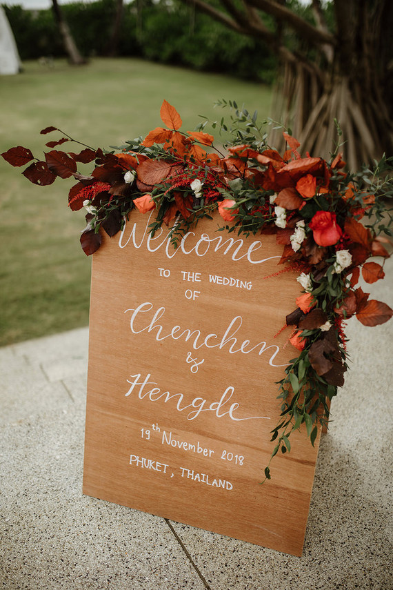 Wedding Welcome Sign for Rust and Navy Blue Fall Wedding Color Palettes 2024